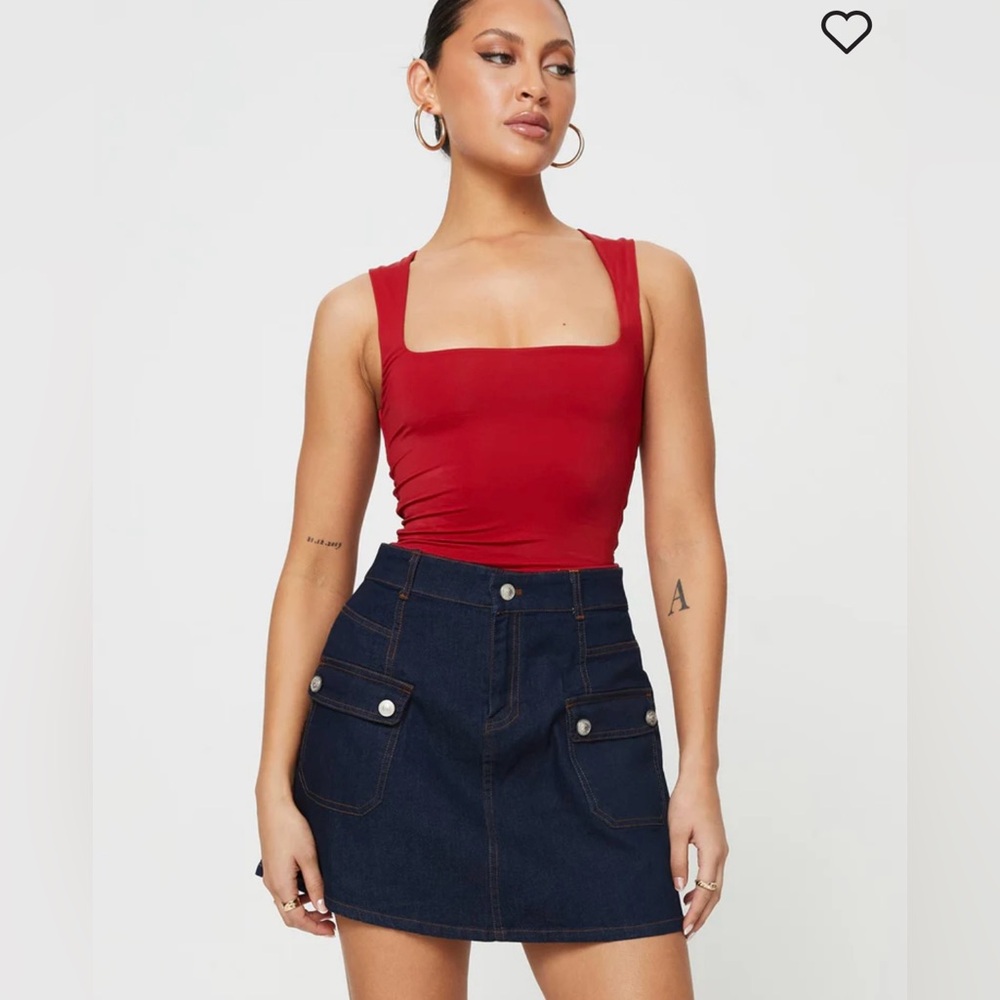 PRINCESS POLLY MIRROW DENIM MINI SKIRT DARK WASH SIZE 6